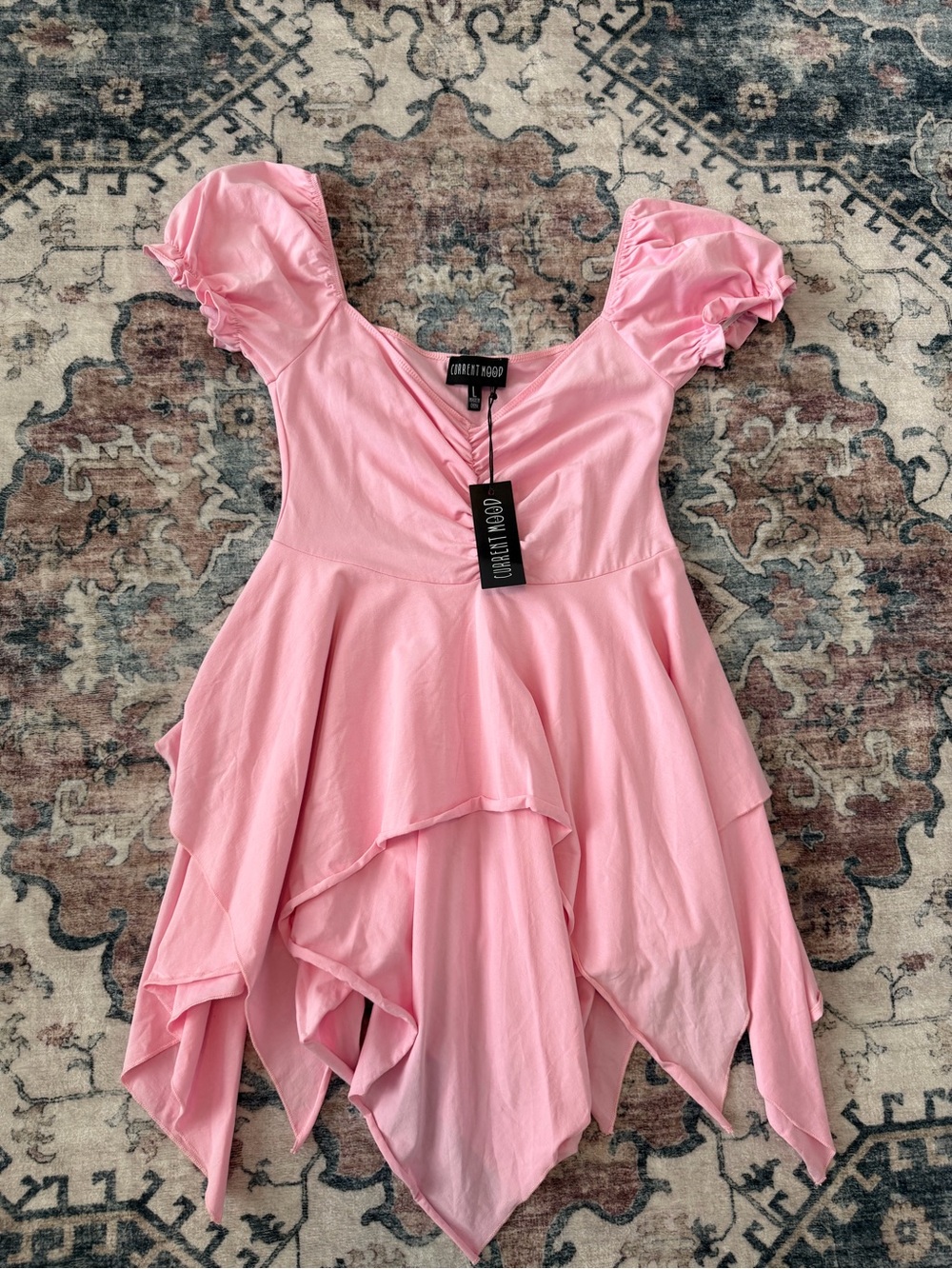 Current Mood Pink Puff-Sleeve Fairy/Handkerchief Dress